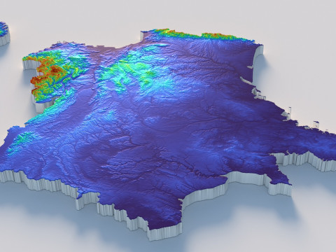 France Terrain Map 3D-Modell