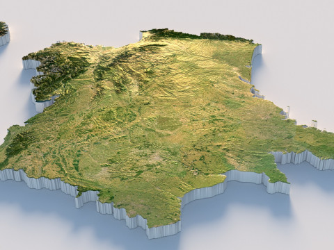 France Terrain Map 3D-Modell