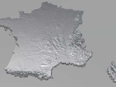 France Terrain Map 3D-Modell