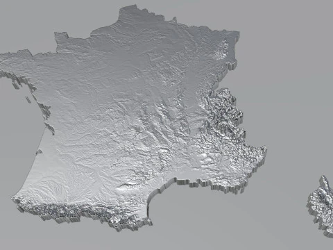 France Terrain Map 3D Model