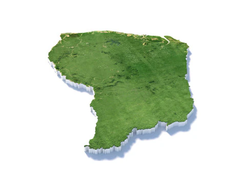 Mapa terenu Gujany Francuskiej Model 3D