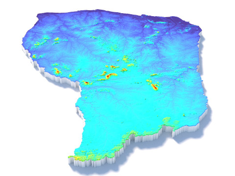 French Guiana Terrain Map 3D-Modell