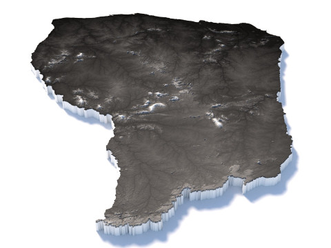 French Guiana Terrain Map 3D-Modell