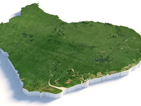 French Guiana Terrain Map 3D-Modell