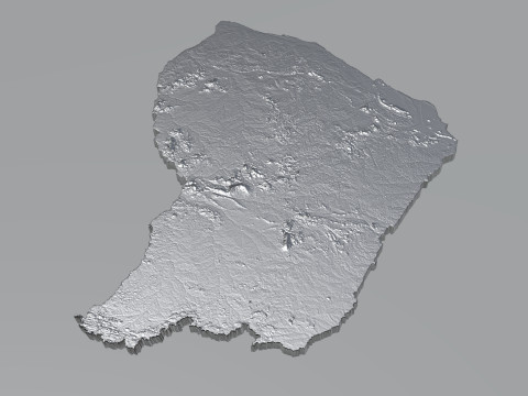 French Guiana Terrain Map 3D-Modell