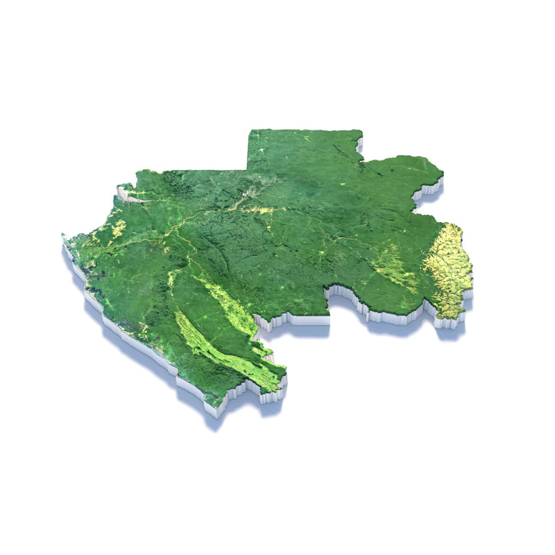 Carte du relief du Gabon Modèle 3D .c4d .max .obj .3ds .fbx .stl .blend 