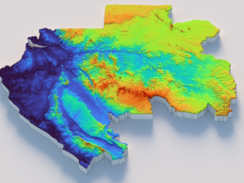 Gabon Terrain Map 3D Modell