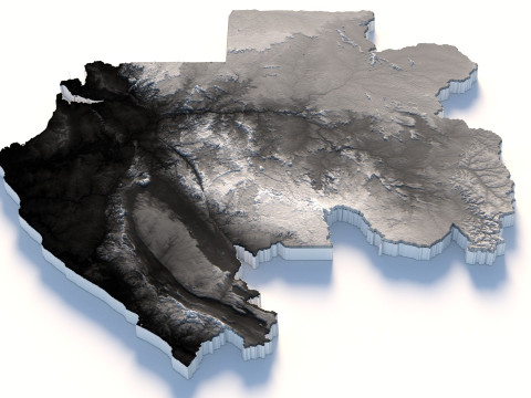 Gabon Terrain Map 3D Modell