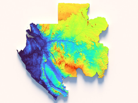 Gabon Terrain Map 3D Modell