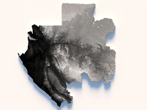 Carte du relief du Gabon Modèle 3D