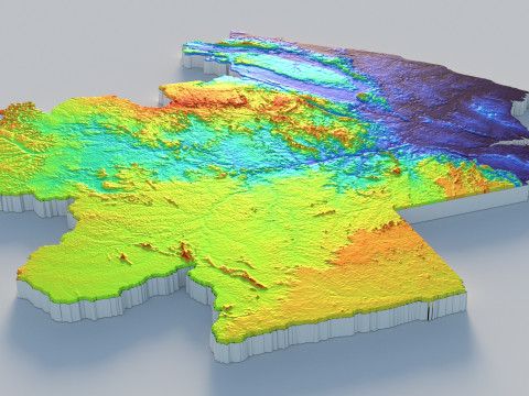 Gabon Terrain Map 3D Modell