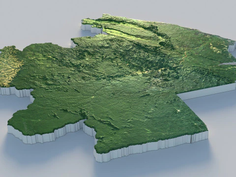 Carte du relief du Gabon Modèle 3D