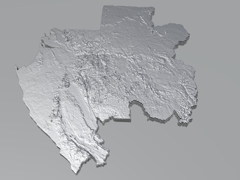 Gabon Terrain Map 3D Modell