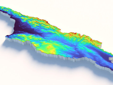 Georgia Terrain map Modello 3D