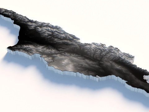 Georgia Terrain map Modello 3D