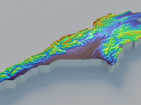 Georgia Terrain map Modello 3D