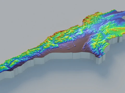 Georgia Terrain map 3D Model