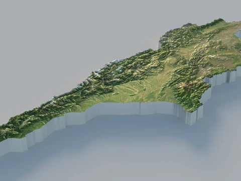 Georgia Terrain map 3D Model