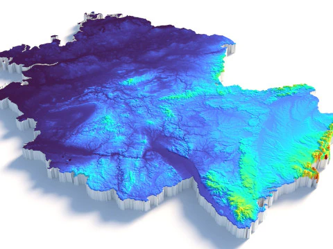 Germany Deutschland Terrain Map 3D Model