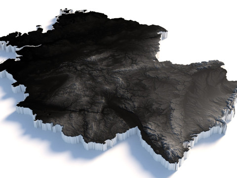 Germany Deutschland Terrain Map 3D Model