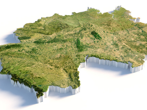 Germany Deutschland Terrain Map 3D Model