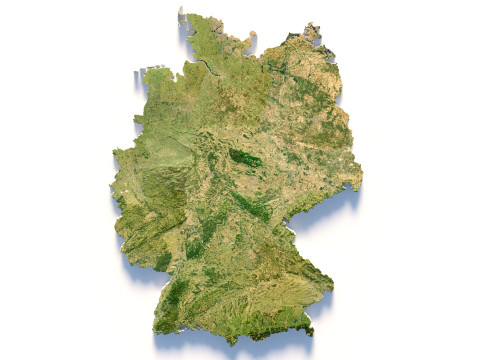 Germany Deutschland Terrain Map 3D Model