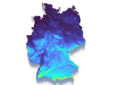 Germany Deutschland Terrain Map 3D Model