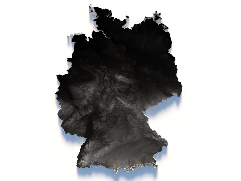 Germany Deutschland Terrain Map 3D Model