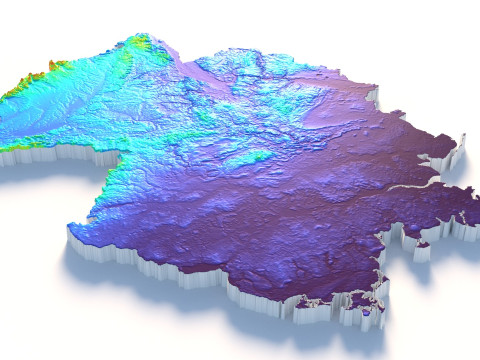 Germany Deutschland Terrain Map 3D Model