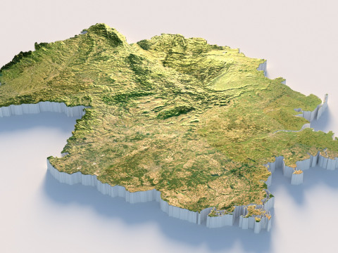 Germany Deutschland Terrain Map 3D Model