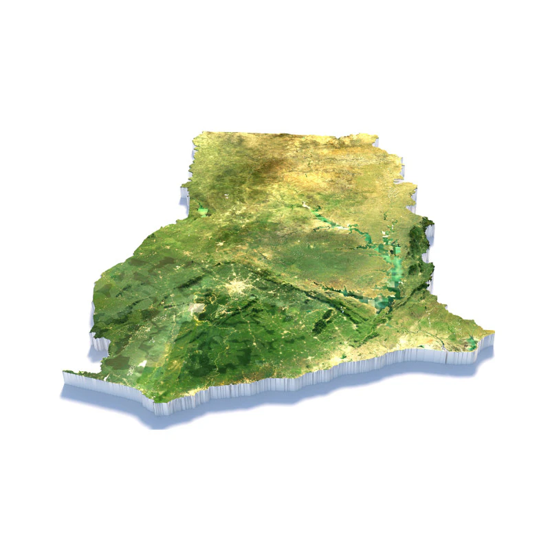 Ghana Terrain Map 3D Model .c4d .max .obj .3ds .fbx .stl .blend 