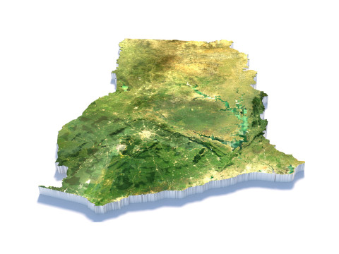 Ghana Terrain Map Model 3D