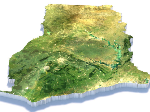 Ghana Terrain Map 3D Model