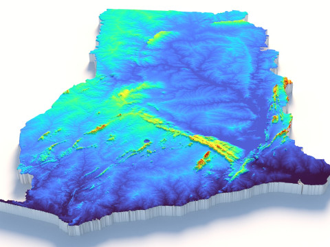 Ghana Terrain Map 3D Model