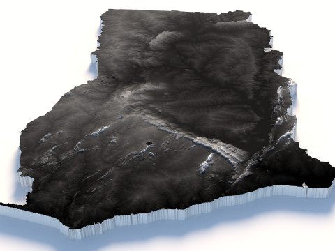 Ghana Terrain Map 3D Model