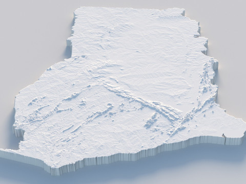 Ghana Terrain Map 3D Model