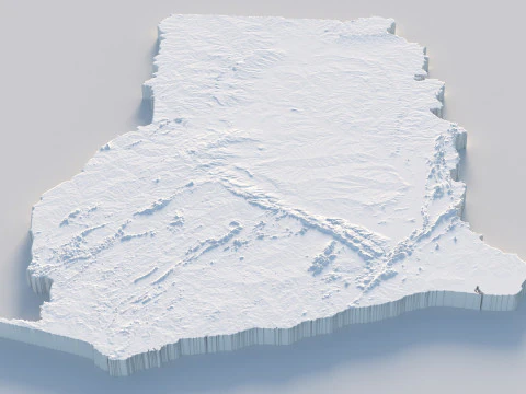 Ghana Terrain Map 3D Model