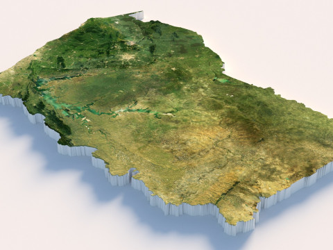 Ghana Terrain Map 3D Model