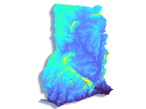 Ghana Terrain Map 3D Model