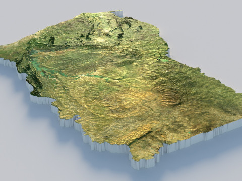 Ghana Terrain Map 3D Model