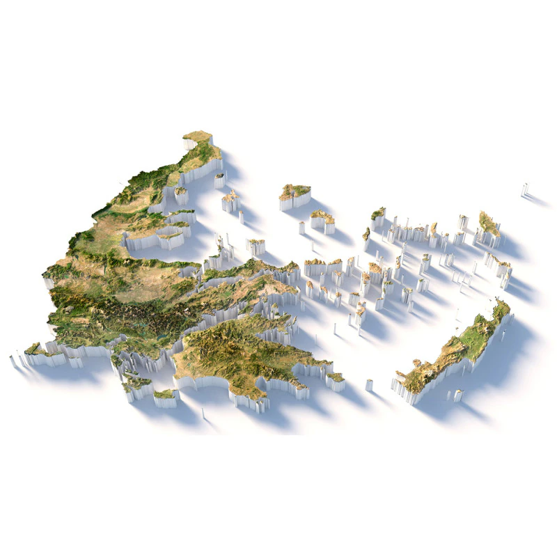 Greece Terrain Map 3D Model .c4d .max .obj .3ds .fbx .stl .blend 