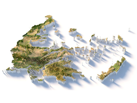 Greece Terrain Map Modelo 3D