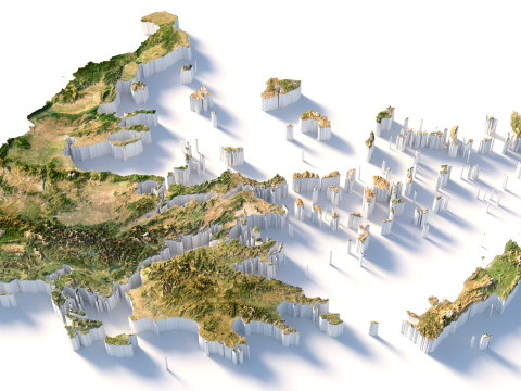 Greece Terrain Map 3Dモデル