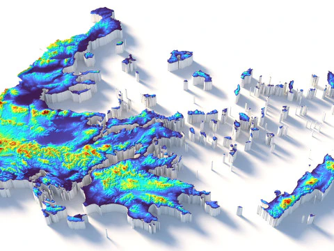 Greece Terrain Map 3D Model