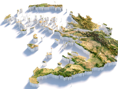 Greece Terrain Map 3Dモデル
