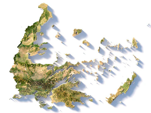 Greece Terrain Map 3D Model