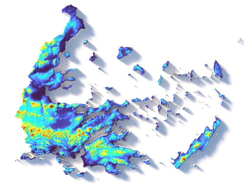 Greece Terrain Map 3D Model