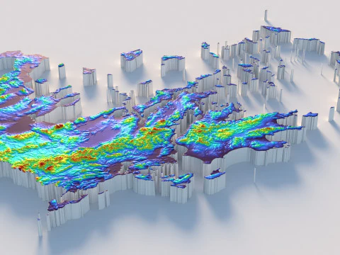 Greece Terrain Map 3D Model
