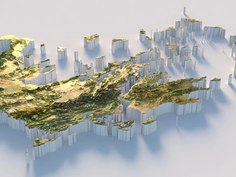 Greece Terrain Map 3D Model