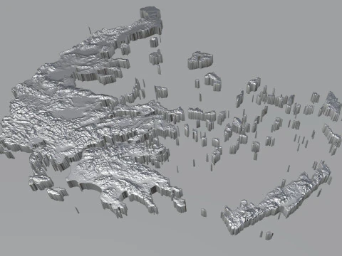 Greece Terrain Map 3D Model